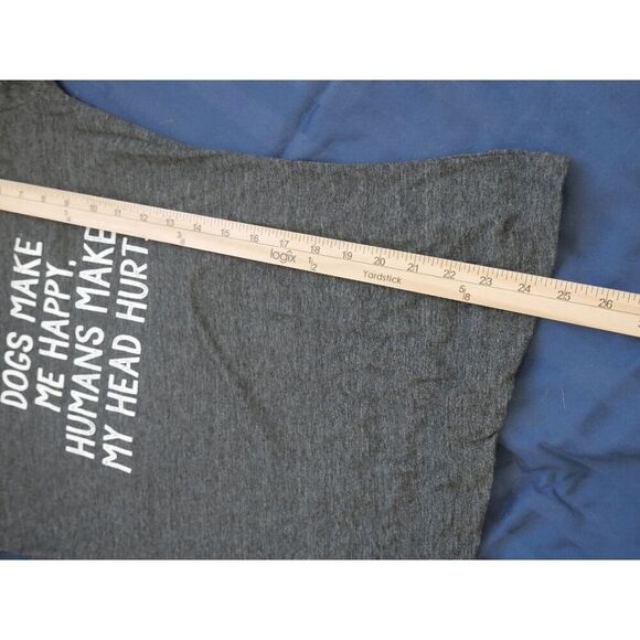 CherryLoom Heather Charcoal Graphic Tee S - Dogs Make Me Happy Funny Shirt - Picture 7 of 7